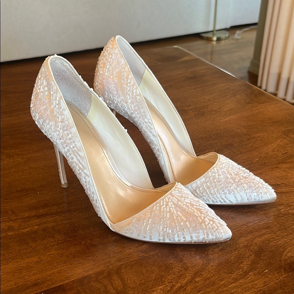 Imagine by Vince Camuto Im-OVA Elegant Ivory/White Beaded Stiletto Pumps